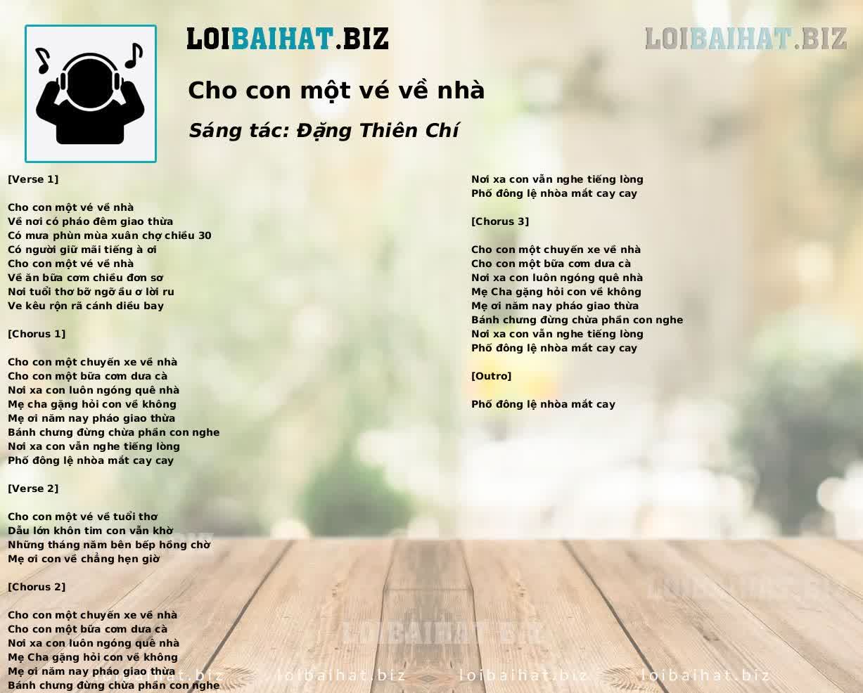 Cho con một vé về nhà