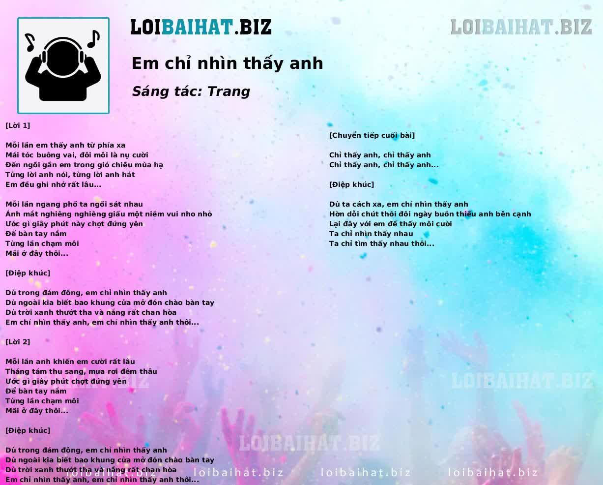 Em chỉ nhìn thấy anh