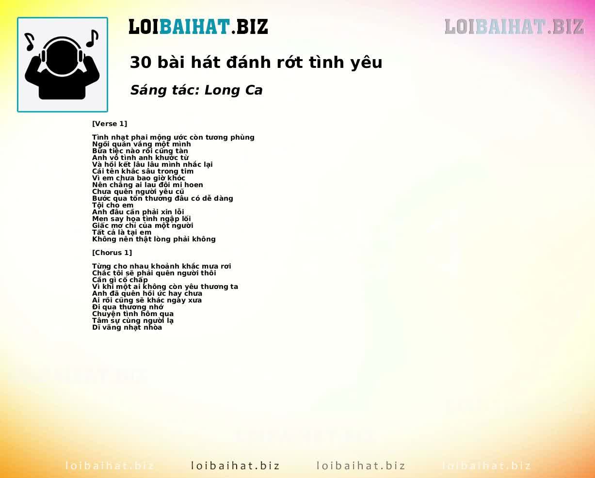 30 bài hát đánh rớt tình yêu