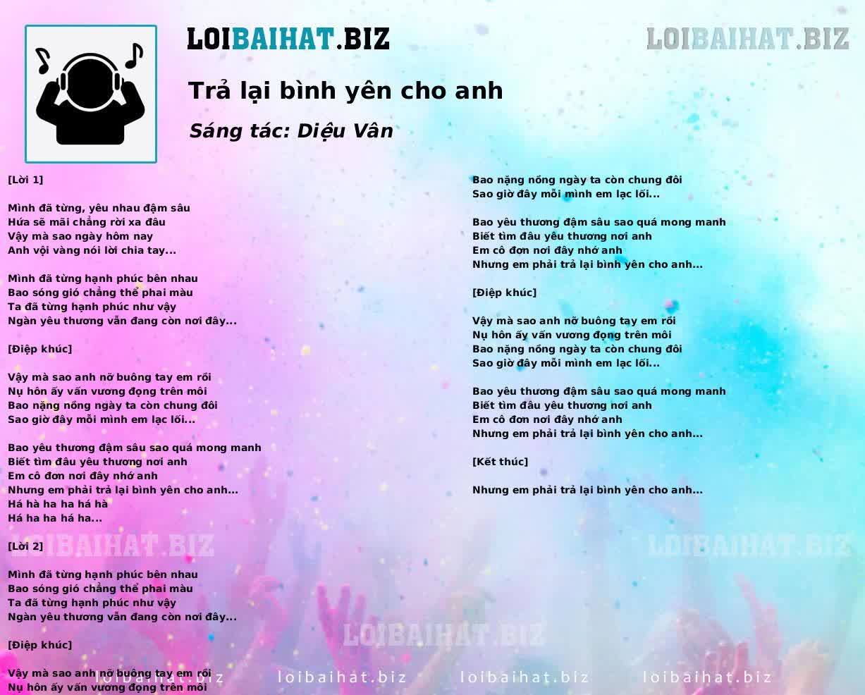 Trả lại bình yên cho anh