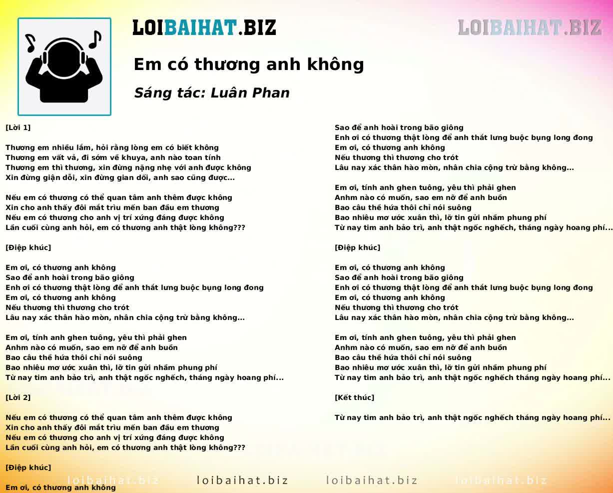 Em có thương anh không