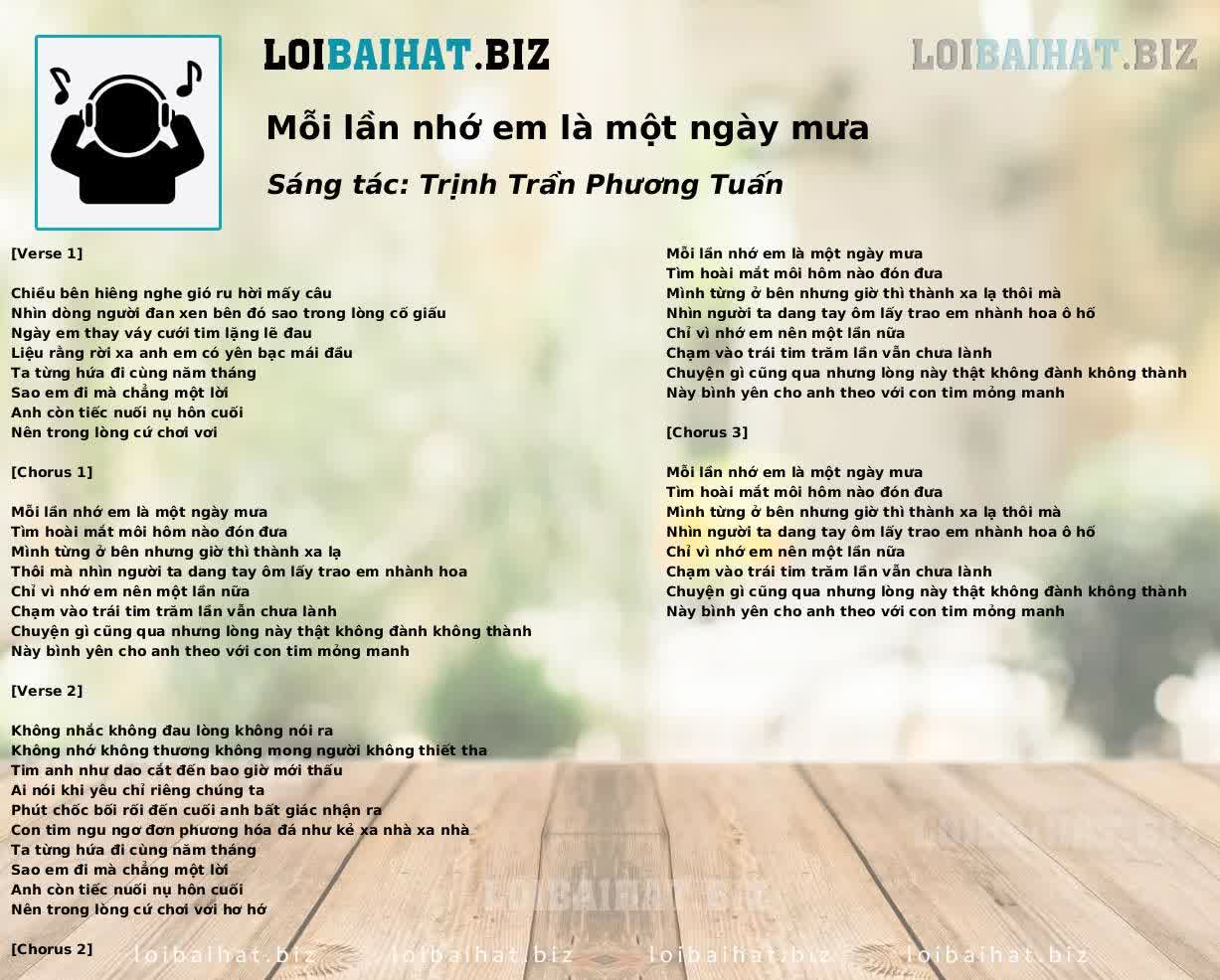 Mỗi lần nhớ em là một ngày mưa