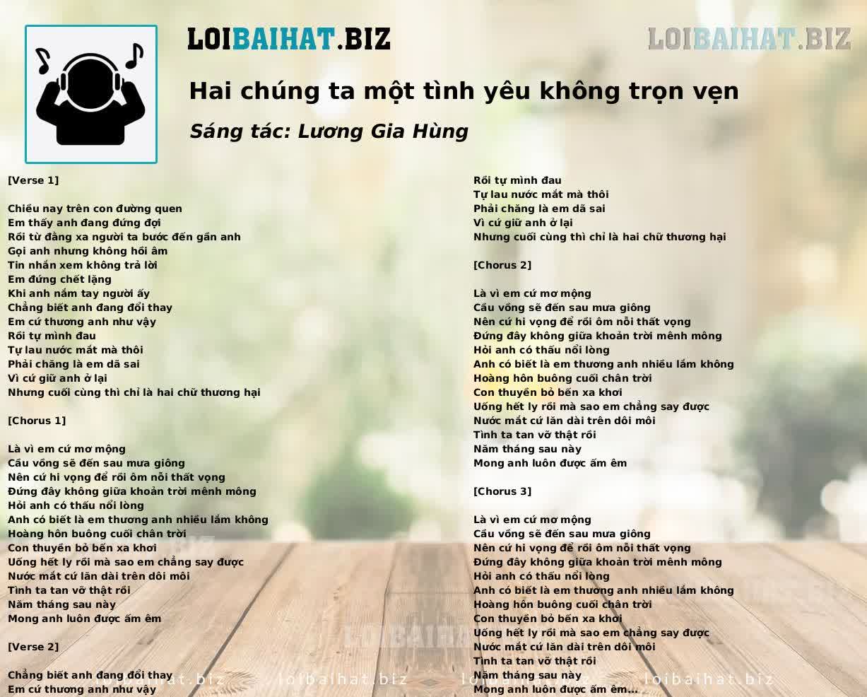 Hai chúng ta một tình yêu không trọn vẹn