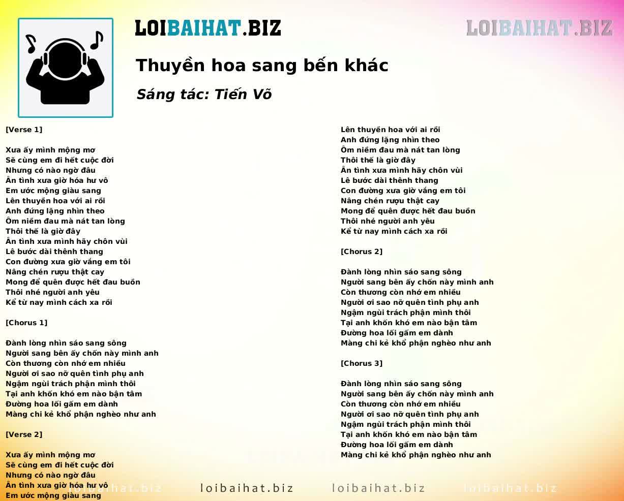 Thuyền hoa sang bến khác