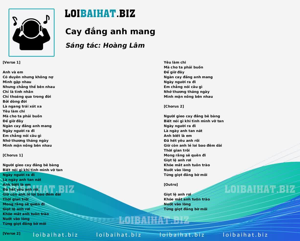 Cay đắng anh mang