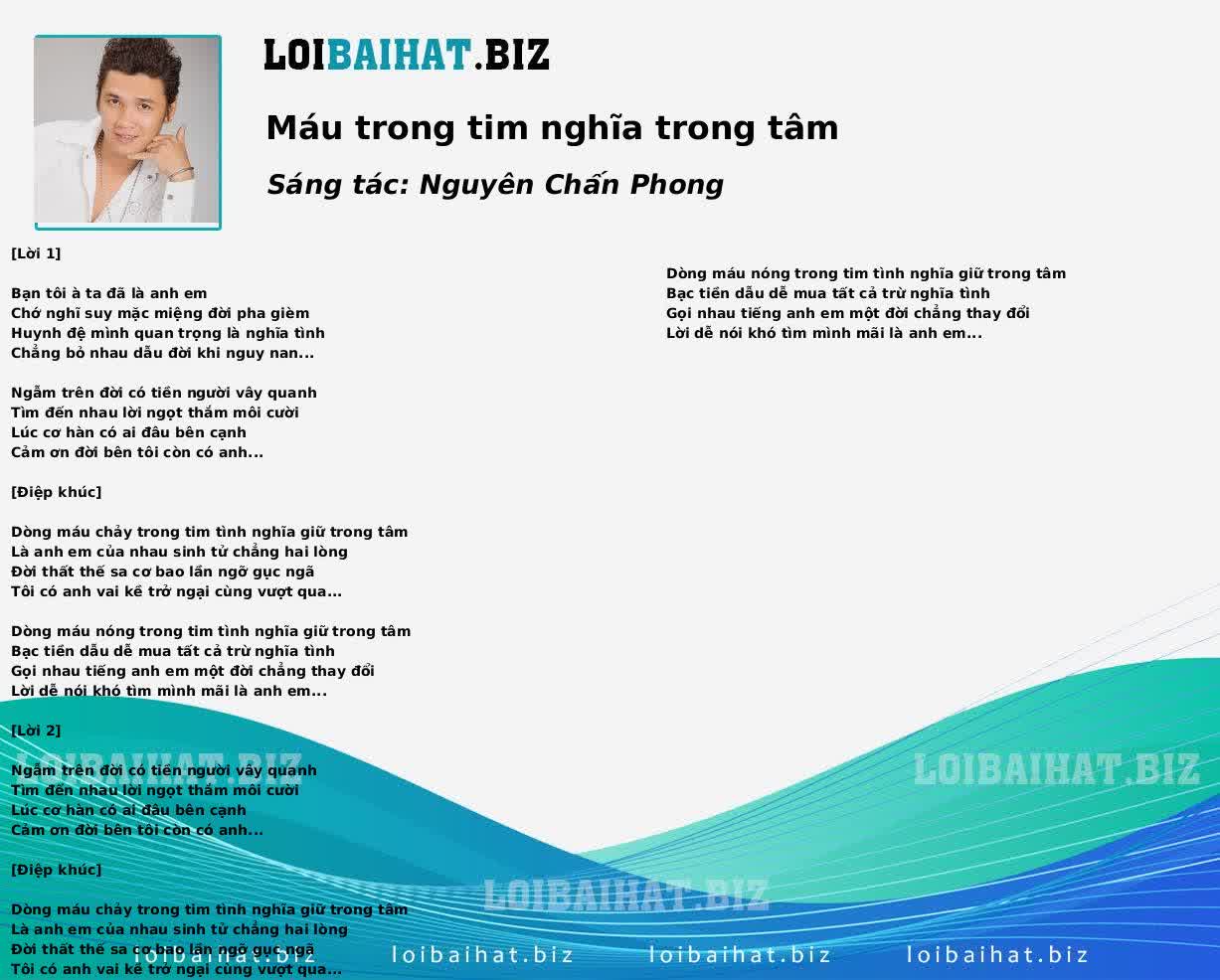 Máu trong tim nghĩa trong tâm
