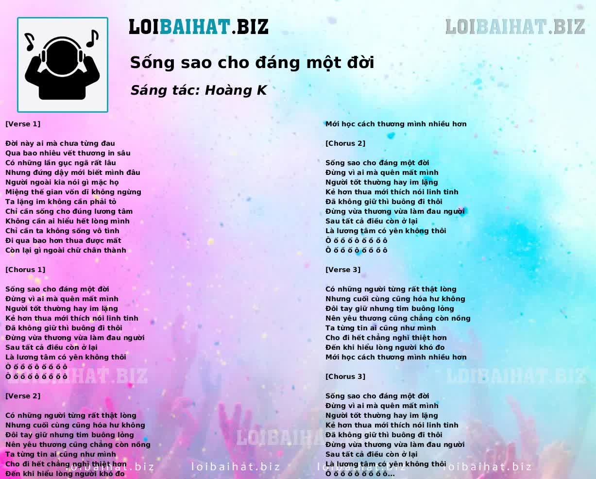 Sống sao cho đáng một đời