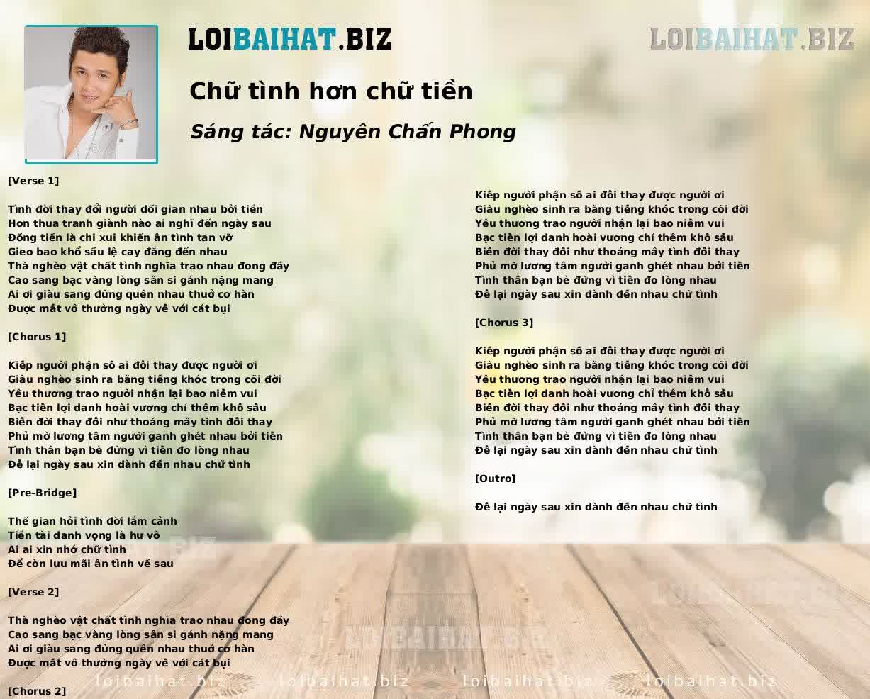 Chữ tình hơn chữ tiền