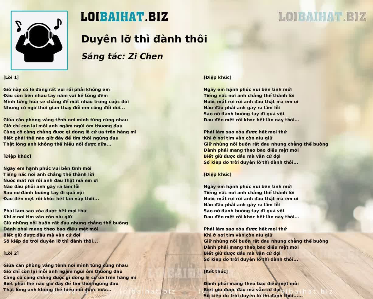 Duyên lỡ thì đành thôi