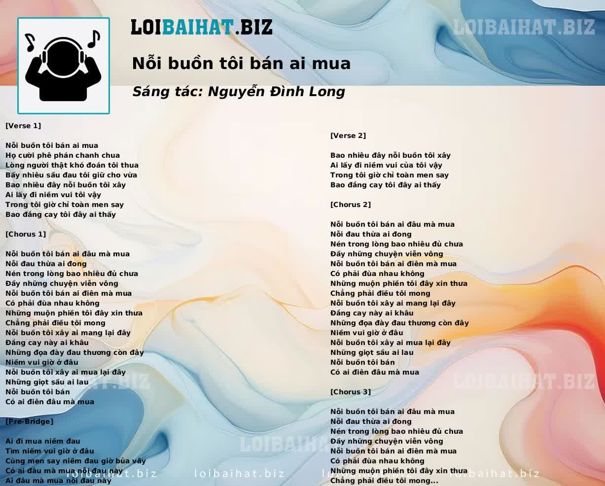 Nỗi buồn tôi bán ai mua