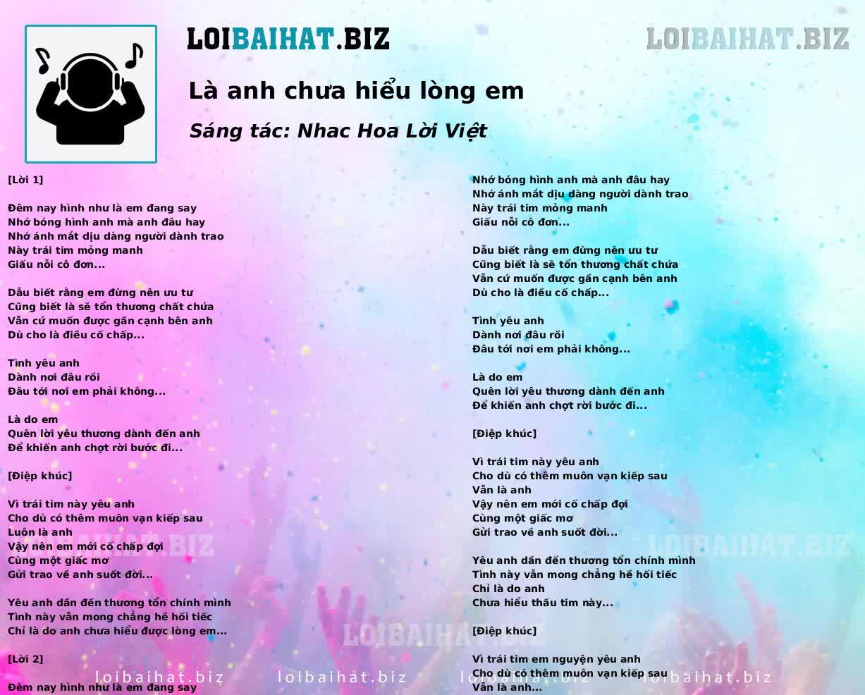 Là anh chưa hiểu lòng em