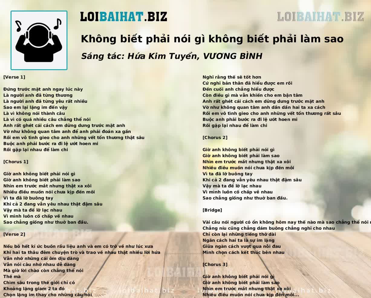 Không biết phải nói gì không biết phải làm sao