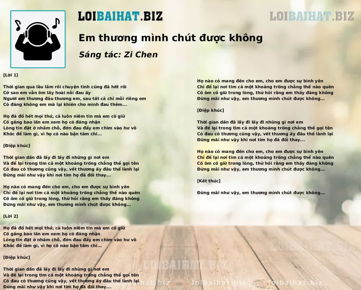 Em thương mình chút được không