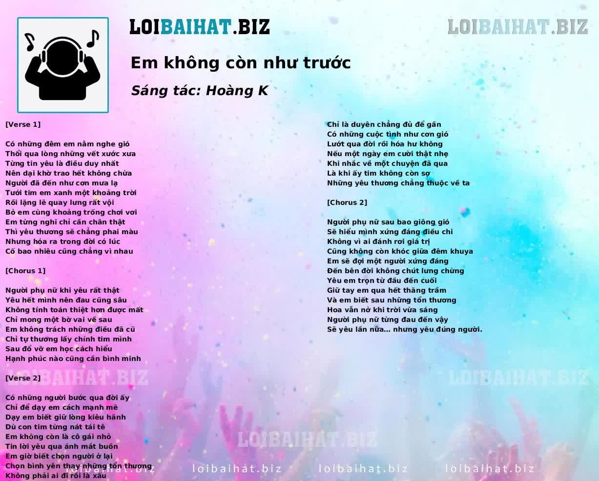 Em không còn như trước