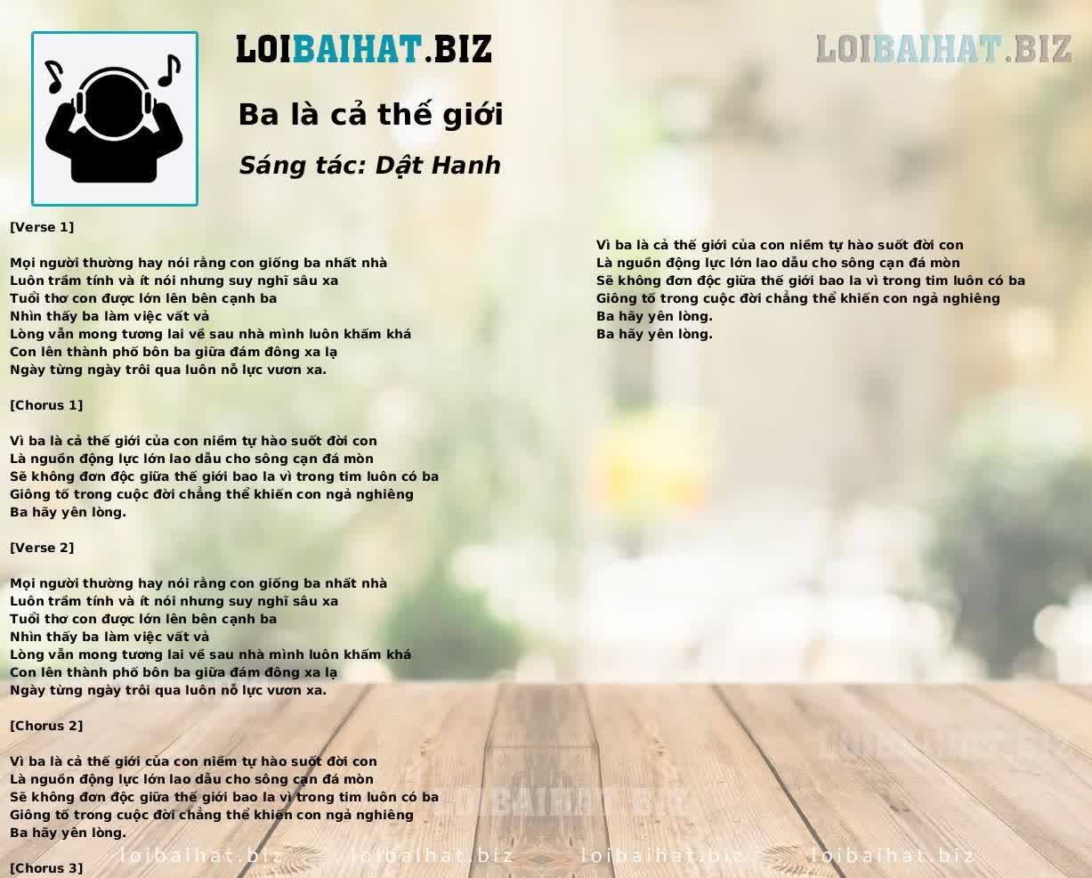 Ba là cả thế giới