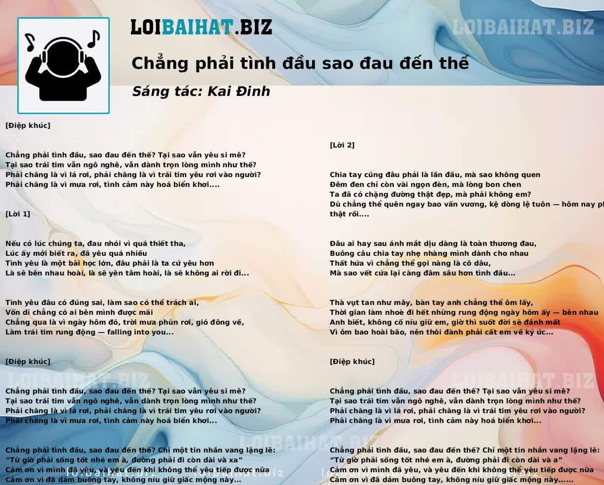 Chẳng phải tình đầu sao đau đến thế