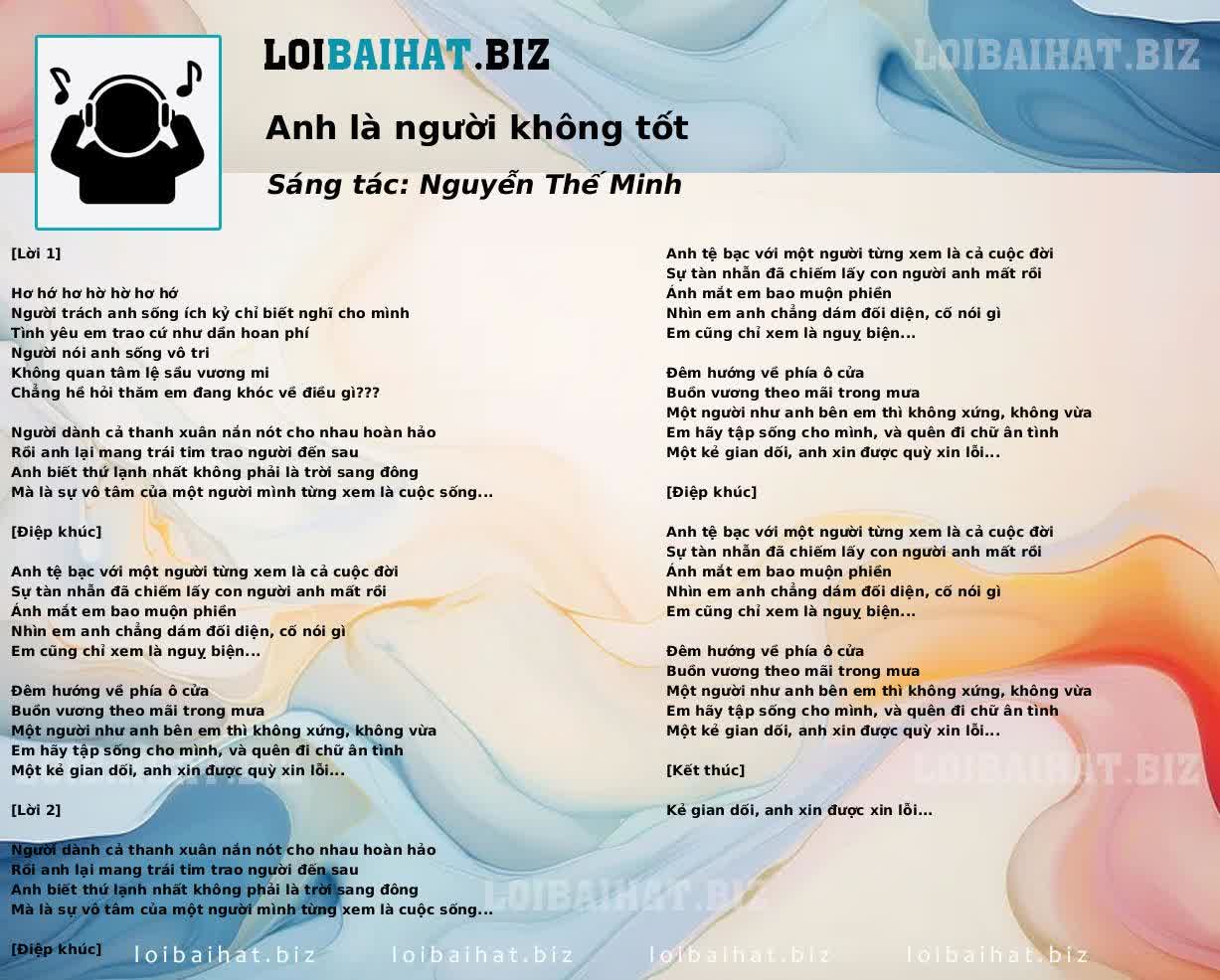 Anh là người không tốt