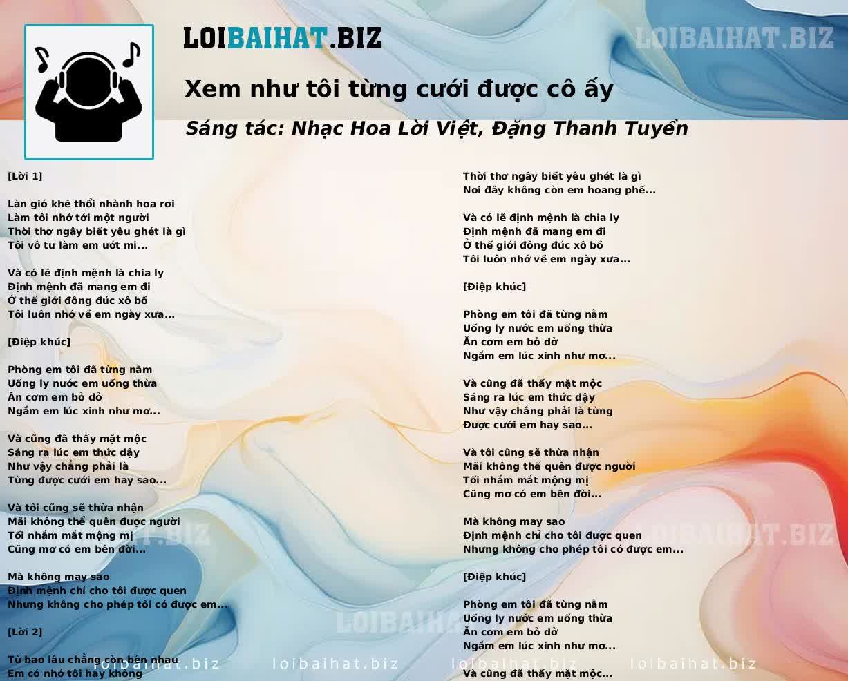 Xem như tôi từng cưới được cô ấy
