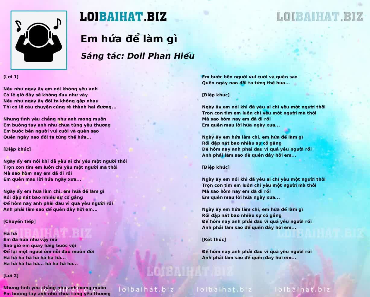 Em hứa để làm gì