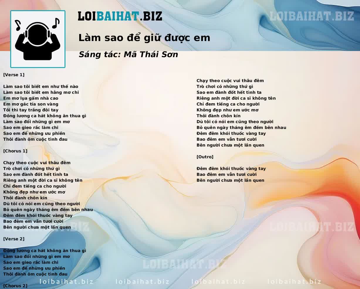 Làm sao để giữ được em