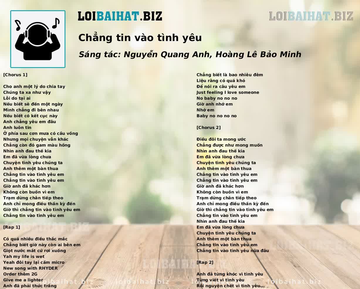 Chẳng tin vào tình yêu