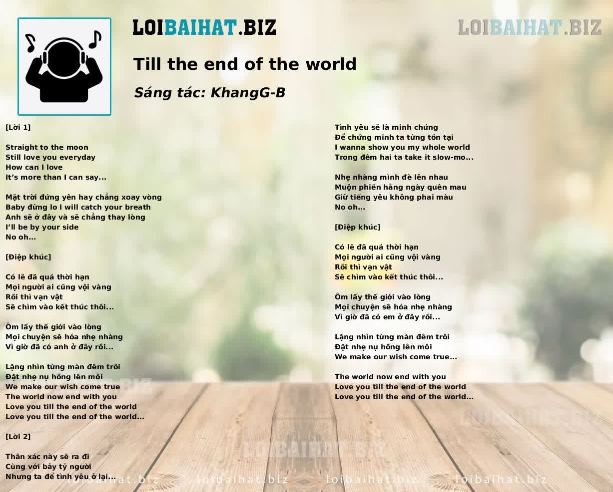 Till the end of the world