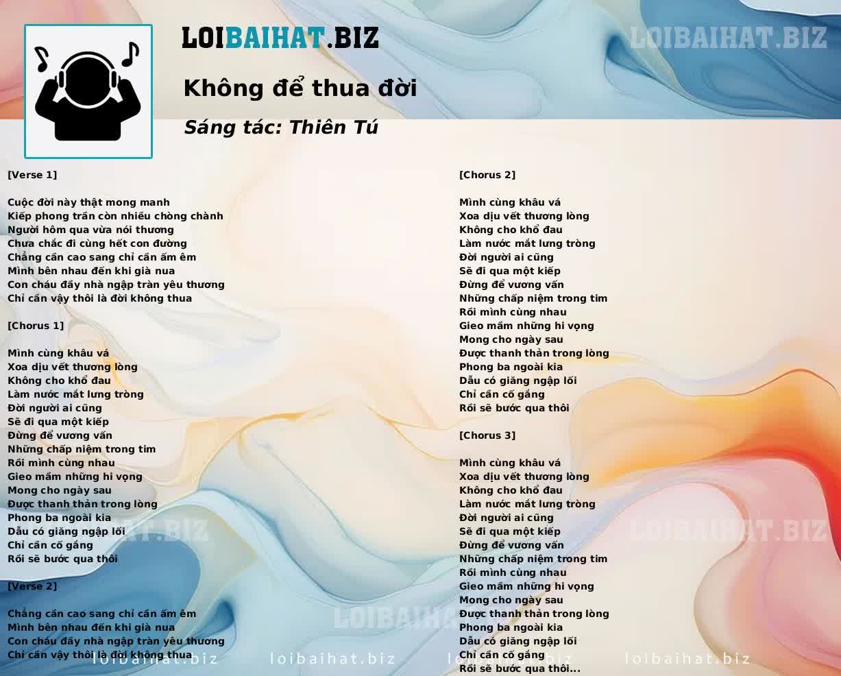 Không để thua đời