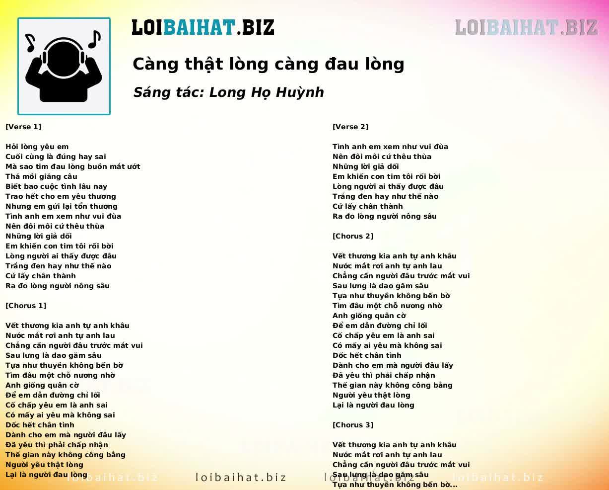 Càng thật lòng càng đau lòng