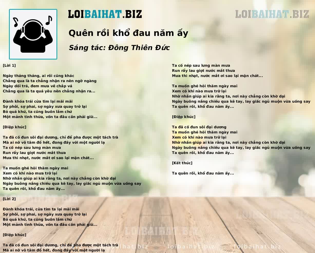 Quên rồi khổ đau năm ấy