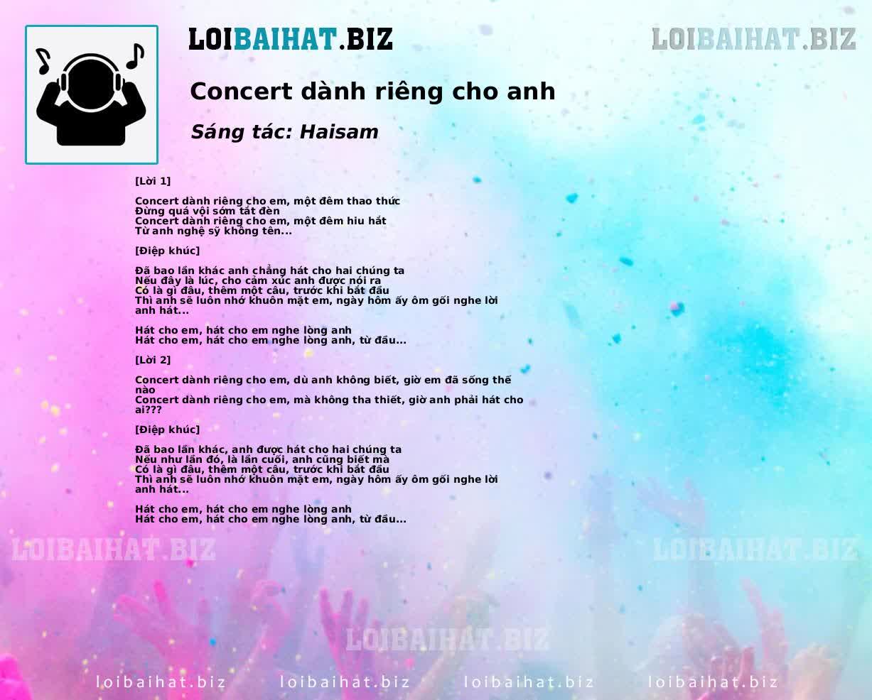 Concert dành riêng cho anh