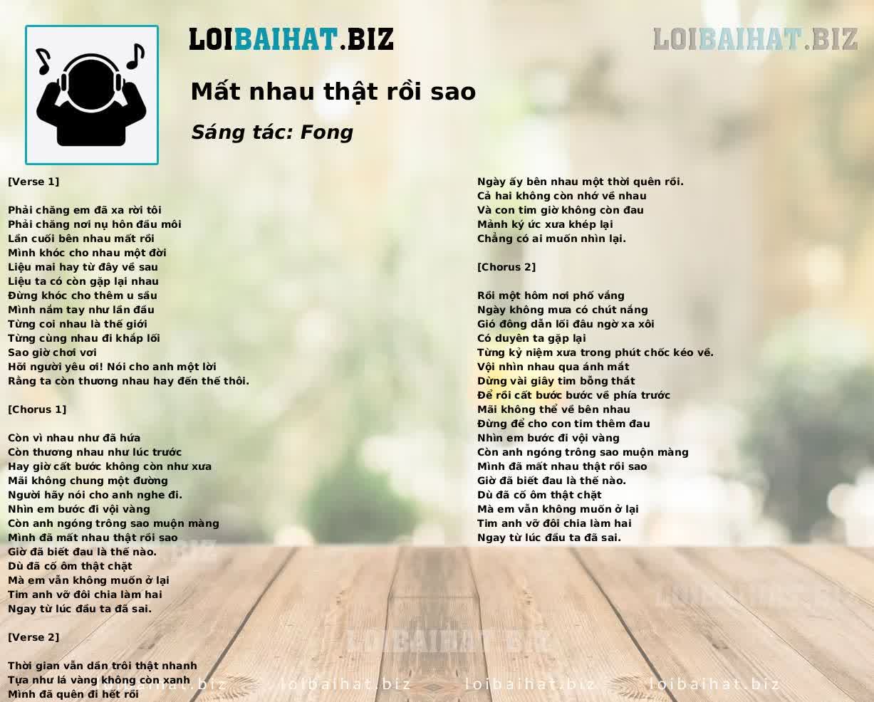 Mất nhau thật rồi sao