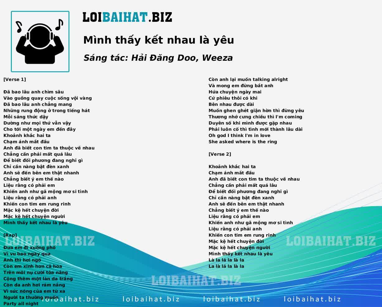 Mình thấy kết nhau là yêu