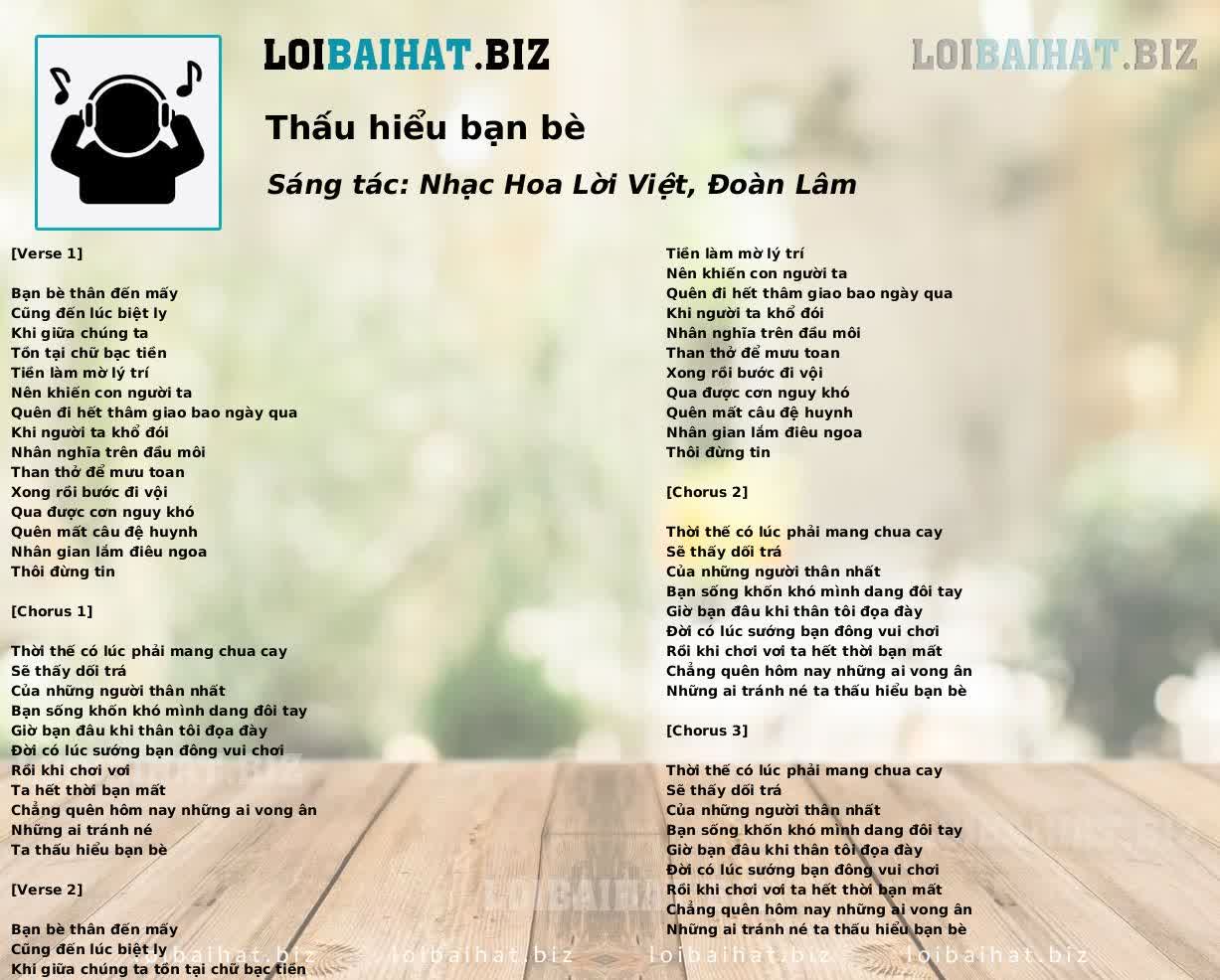 Thấu hiểu bạn bè