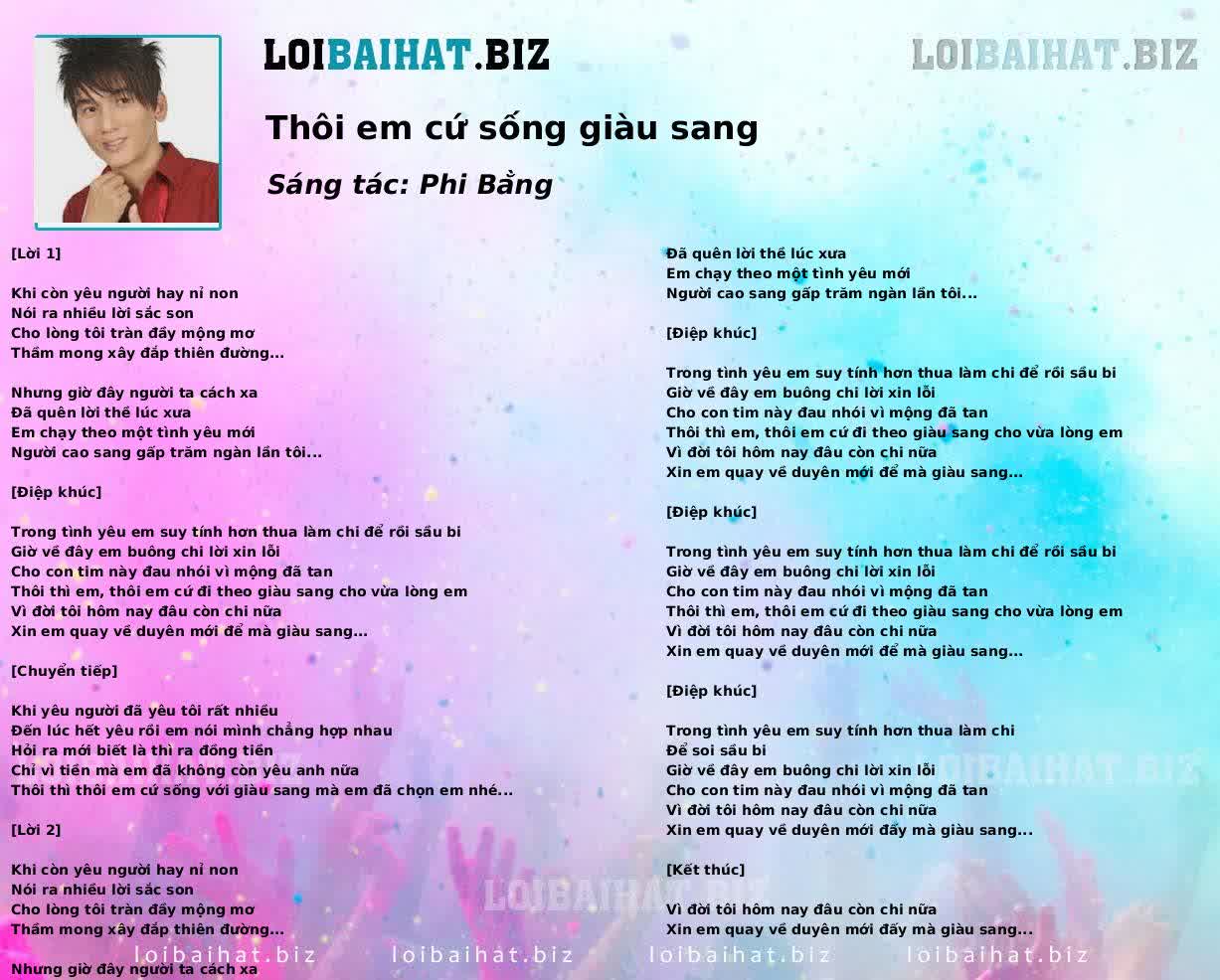 Thôi em cứ sống giàu sang