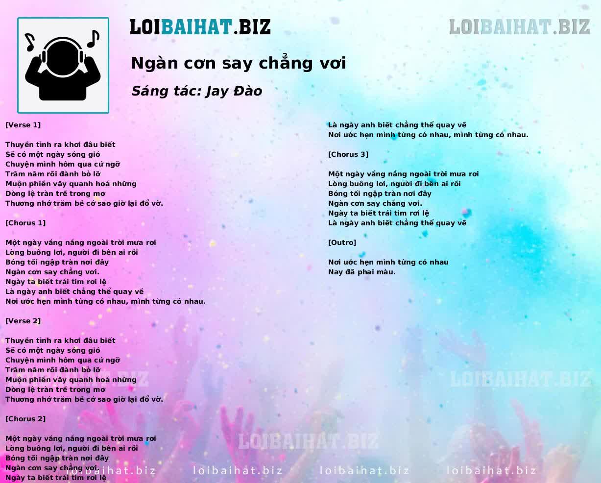 Ngàn cơn say chẳng vơi