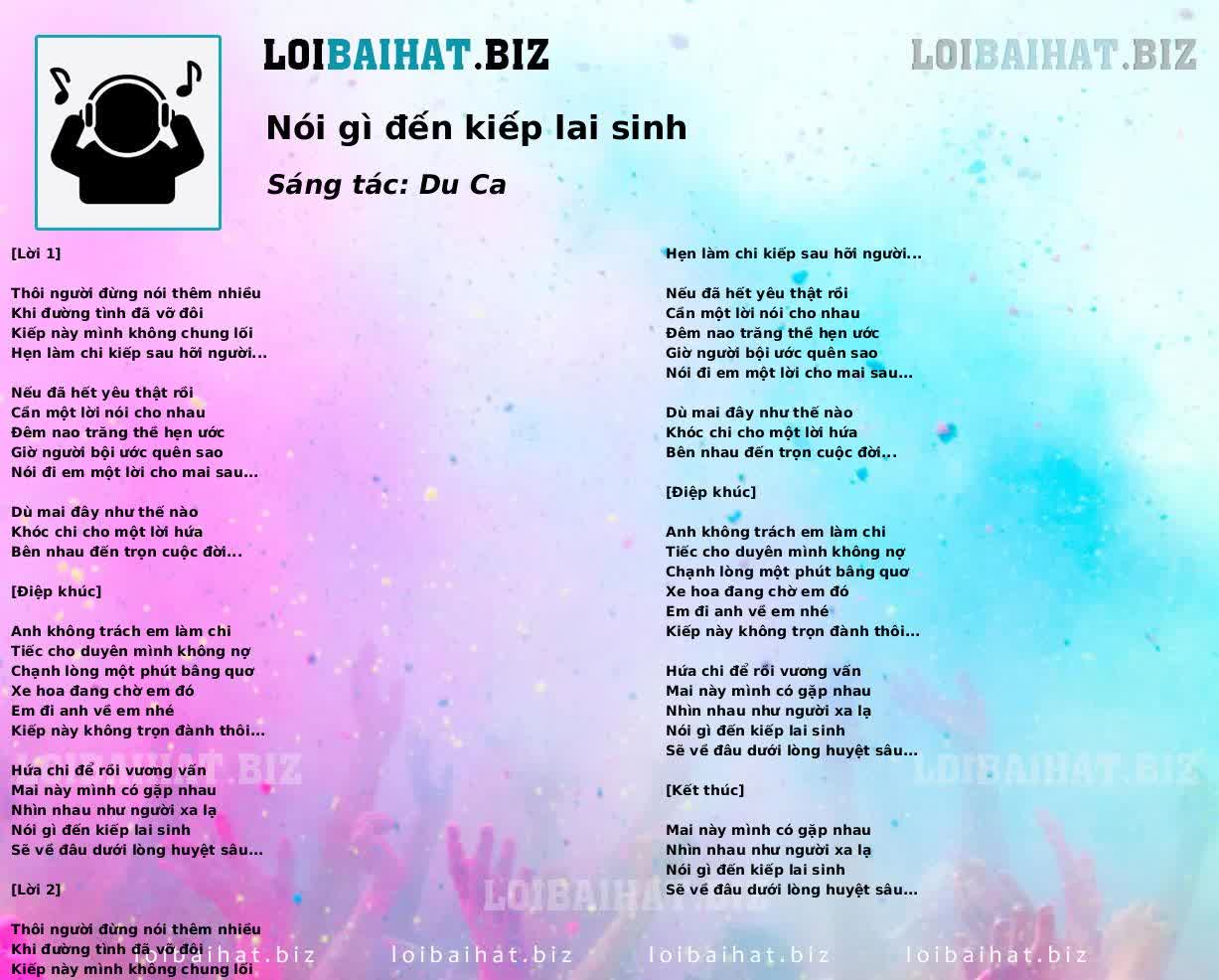 Nói gì đến kiếp lai sinh