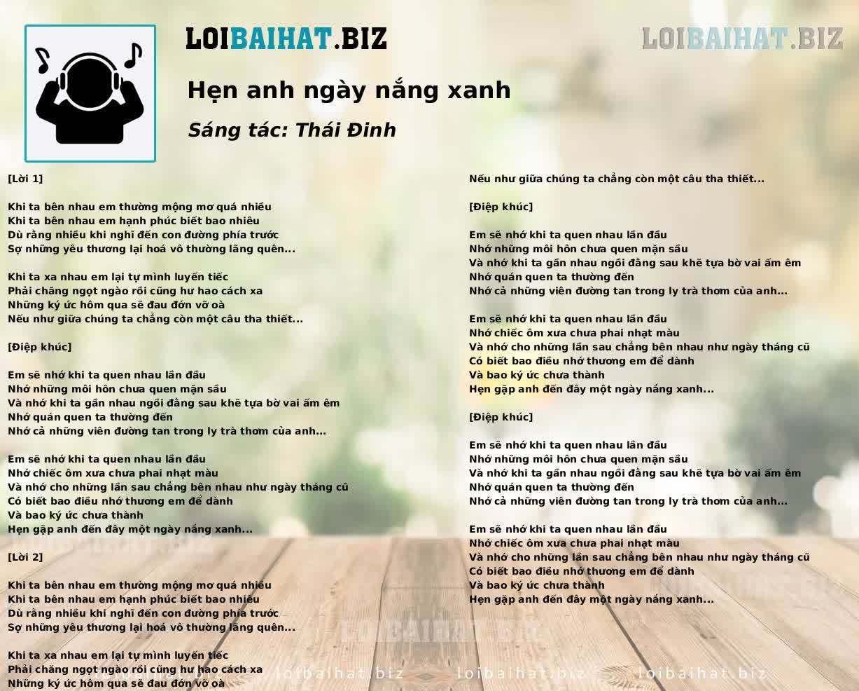 Hẹn anh ngày nắng xanh