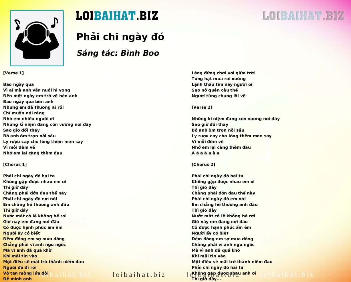 Phải chi ngày đó