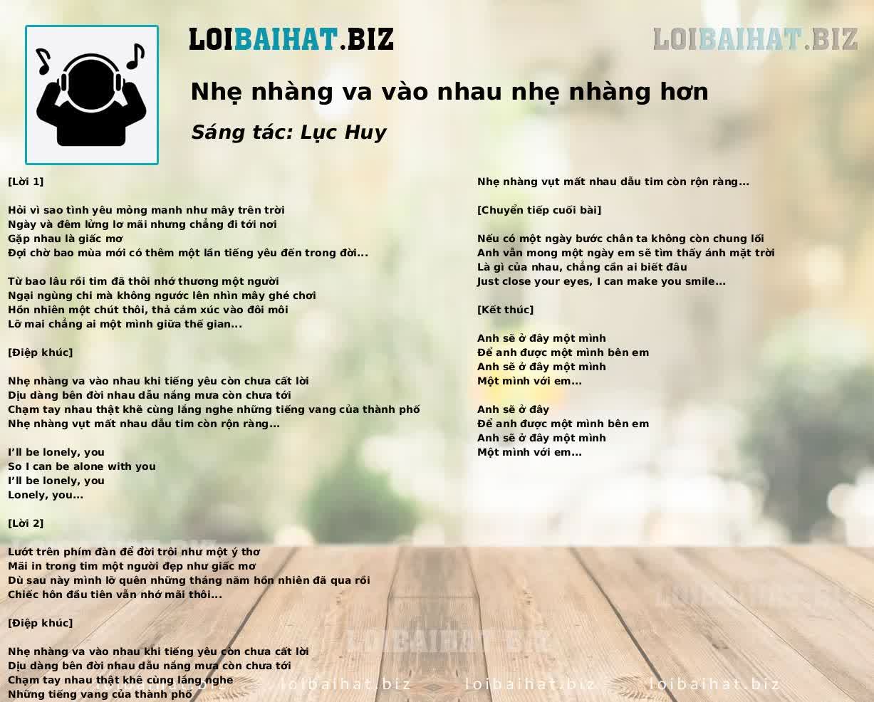 Nhẹ nhàng va vào nhau nhẹ nhàng hơn