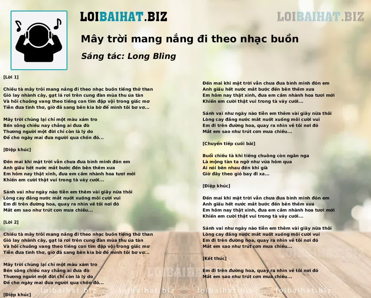 Mây trời mang nắng đi theo nhạc buồn