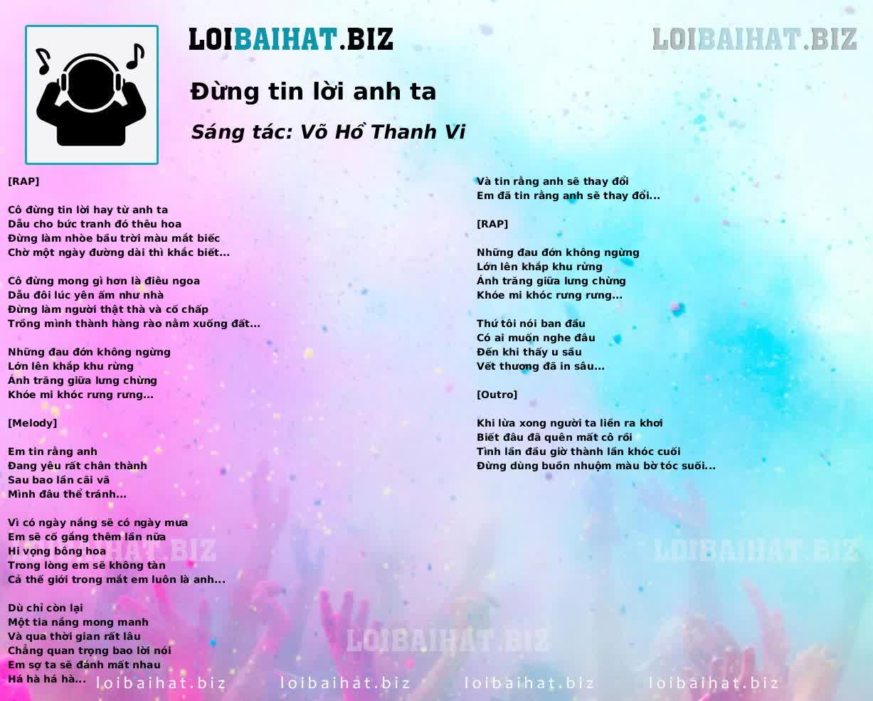 Đừng tin lời anh ta