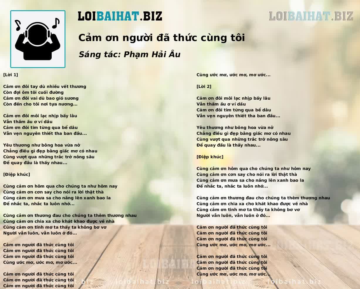 Cảm ơn người đã thức cùng tôi