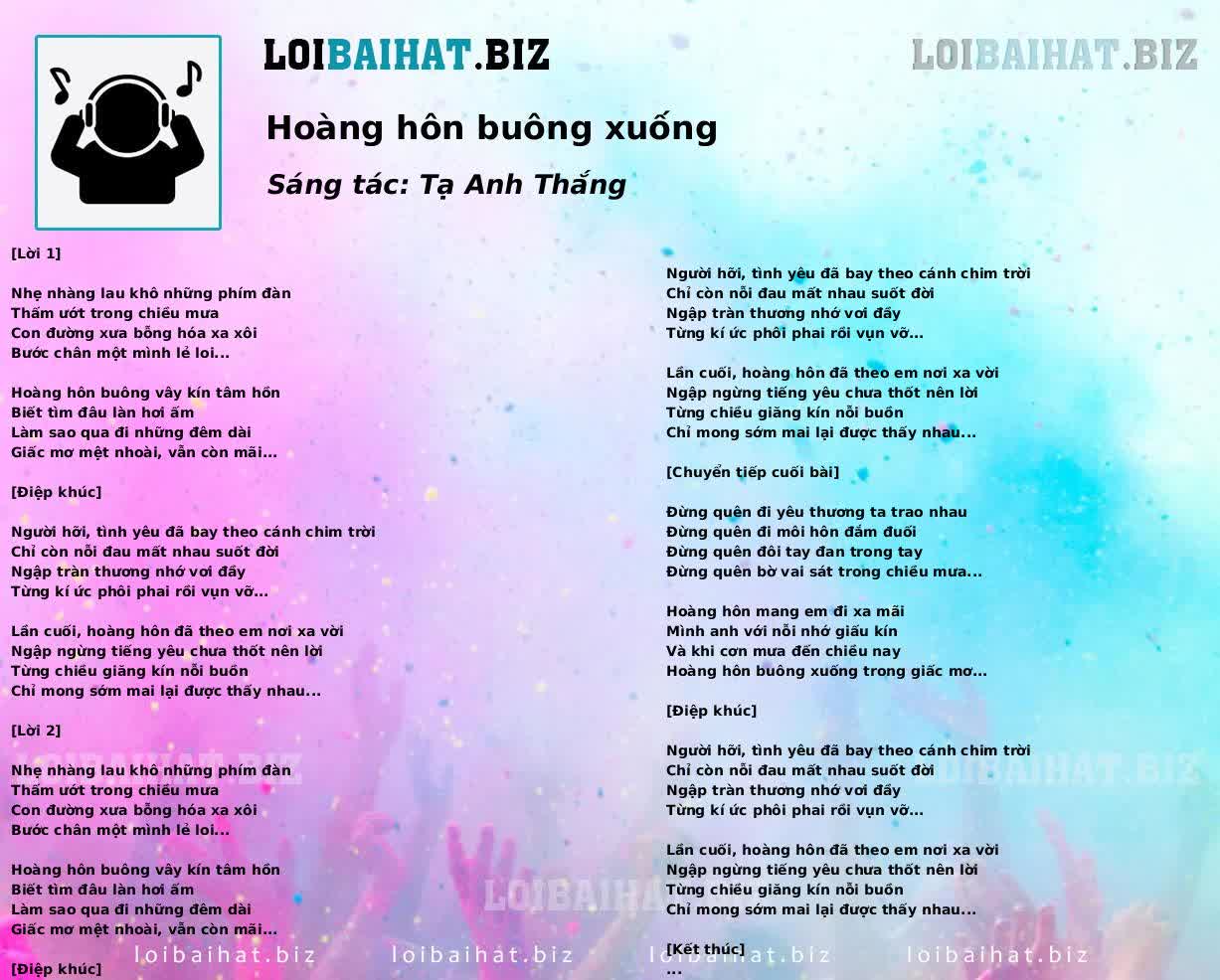 Hoàng hôn buông xuống