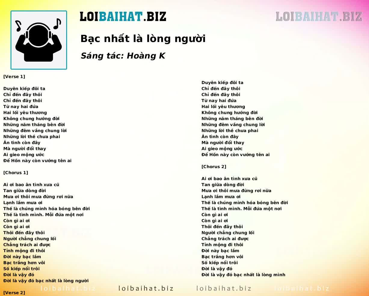Bạc nhất là lòng người