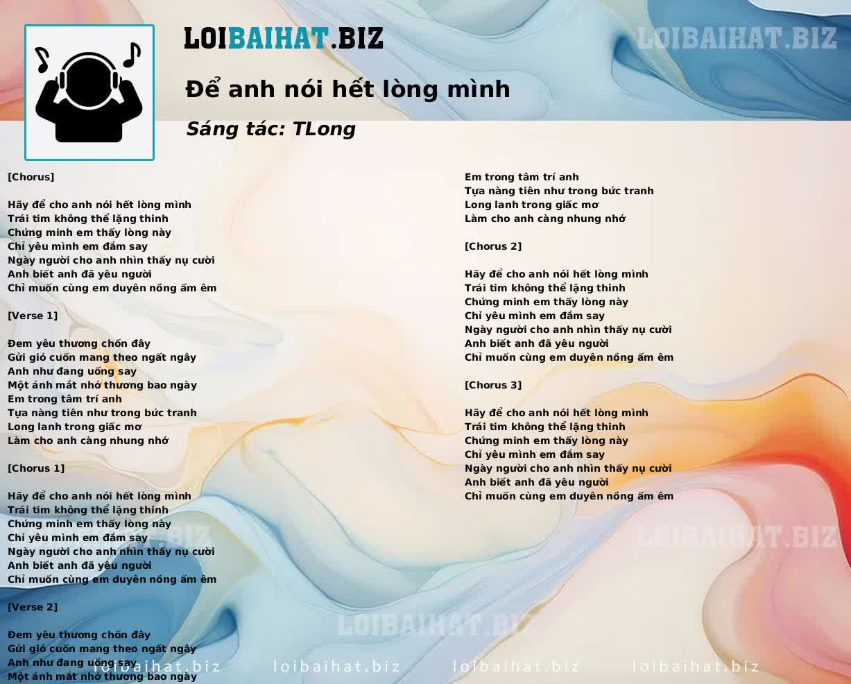 Để anh nói hết lòng mình
