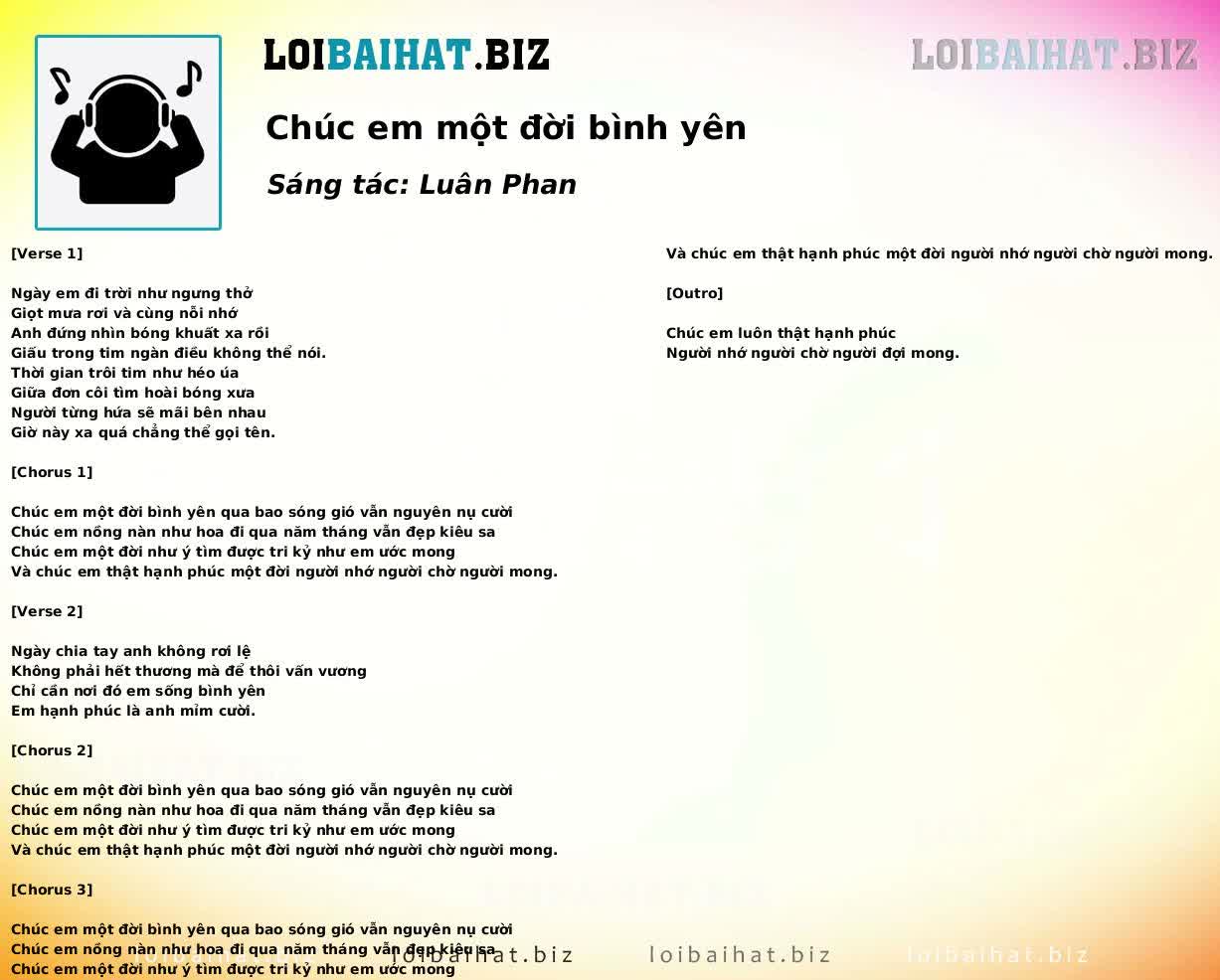 Chúc em một đời bình yên
