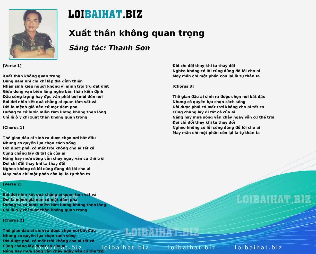 Xuất thân không quan trọng
