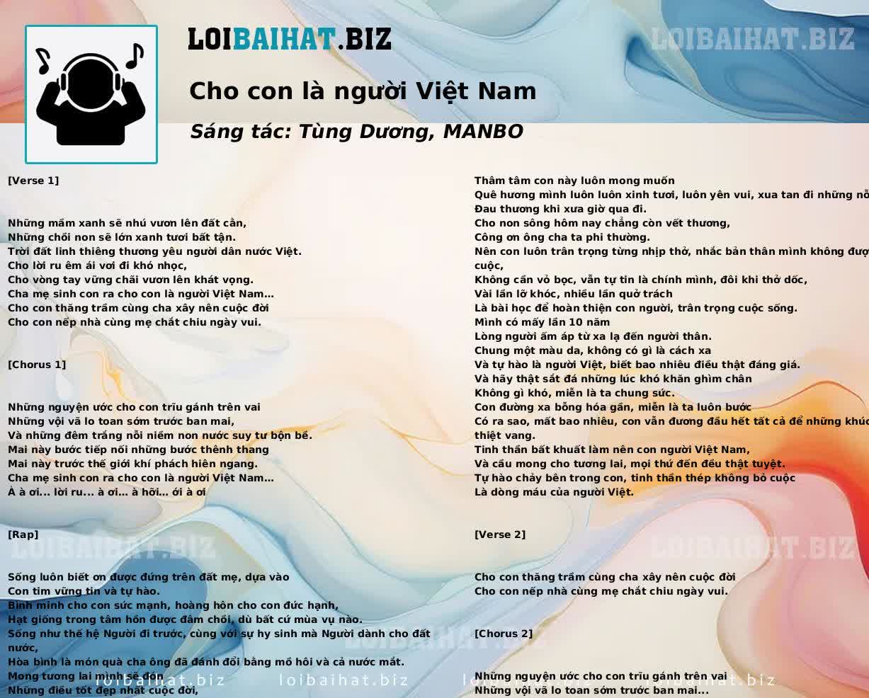 Cho con là người Việt Nam