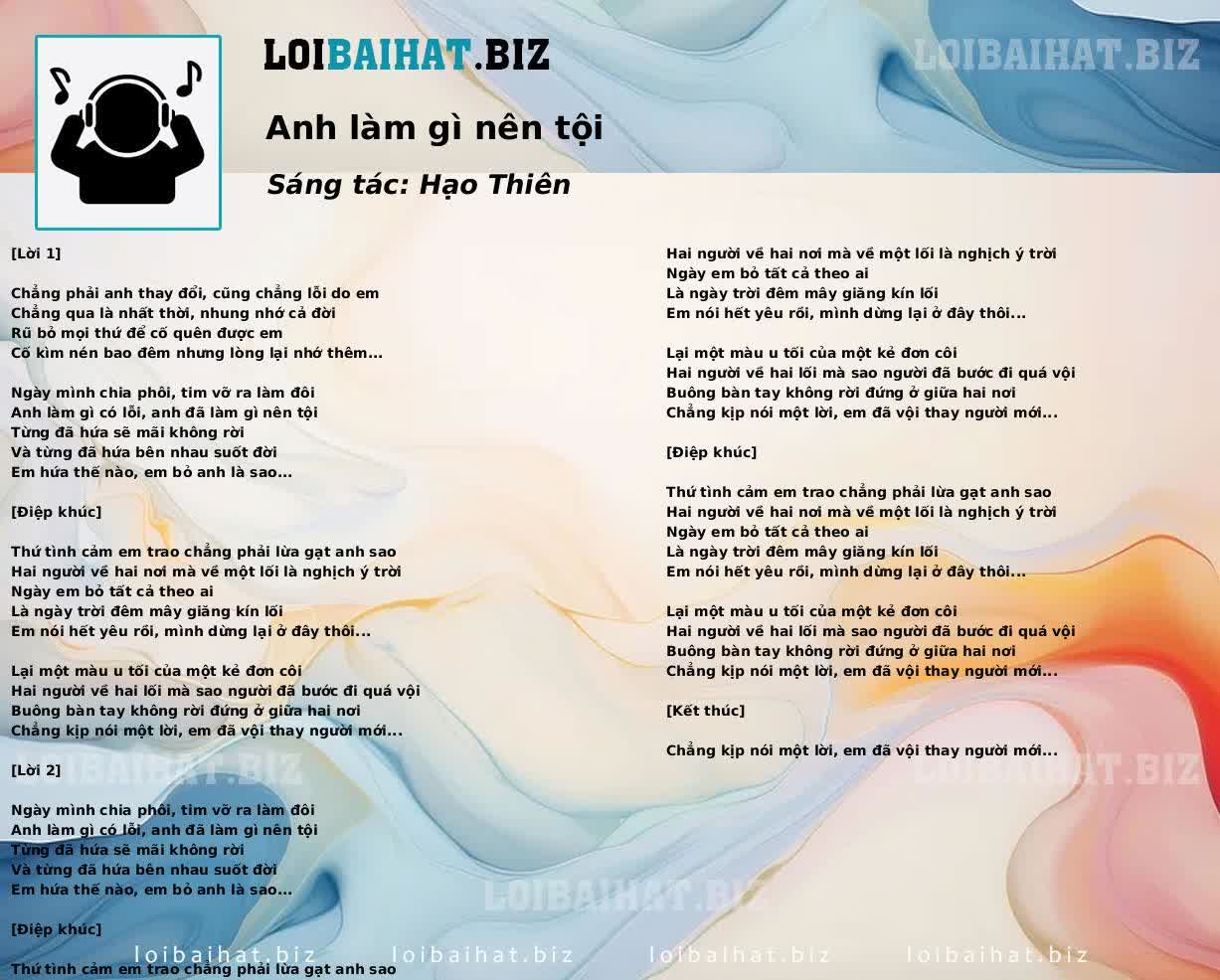Anh làm gì nên tội