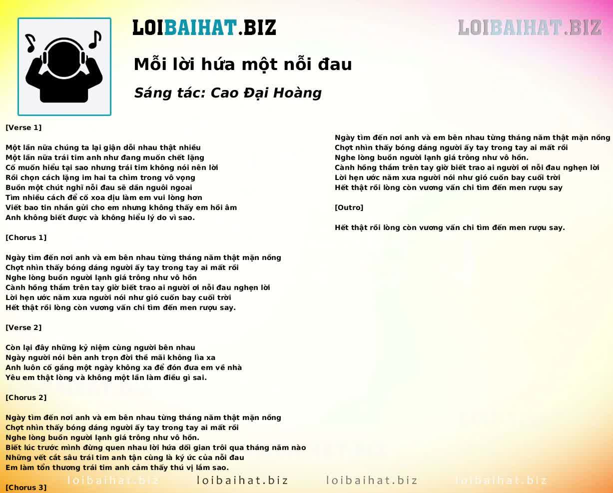 Mỗi lời hứa một nỗi đau